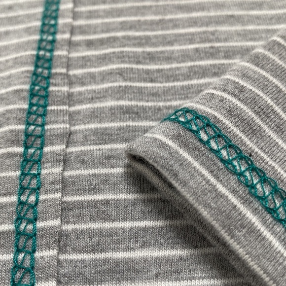 Ces Femme Exposed Seam Striped Top 💗 Gray White & Turquoise - Picture 11 of 15